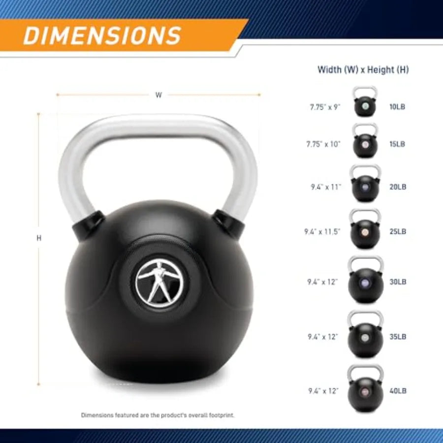 Marcy Commercial Grade PU Coated Kettlebell 10 to 40 LB Single Weights with Textured Steel Handle Flat Base for Full Body Stren