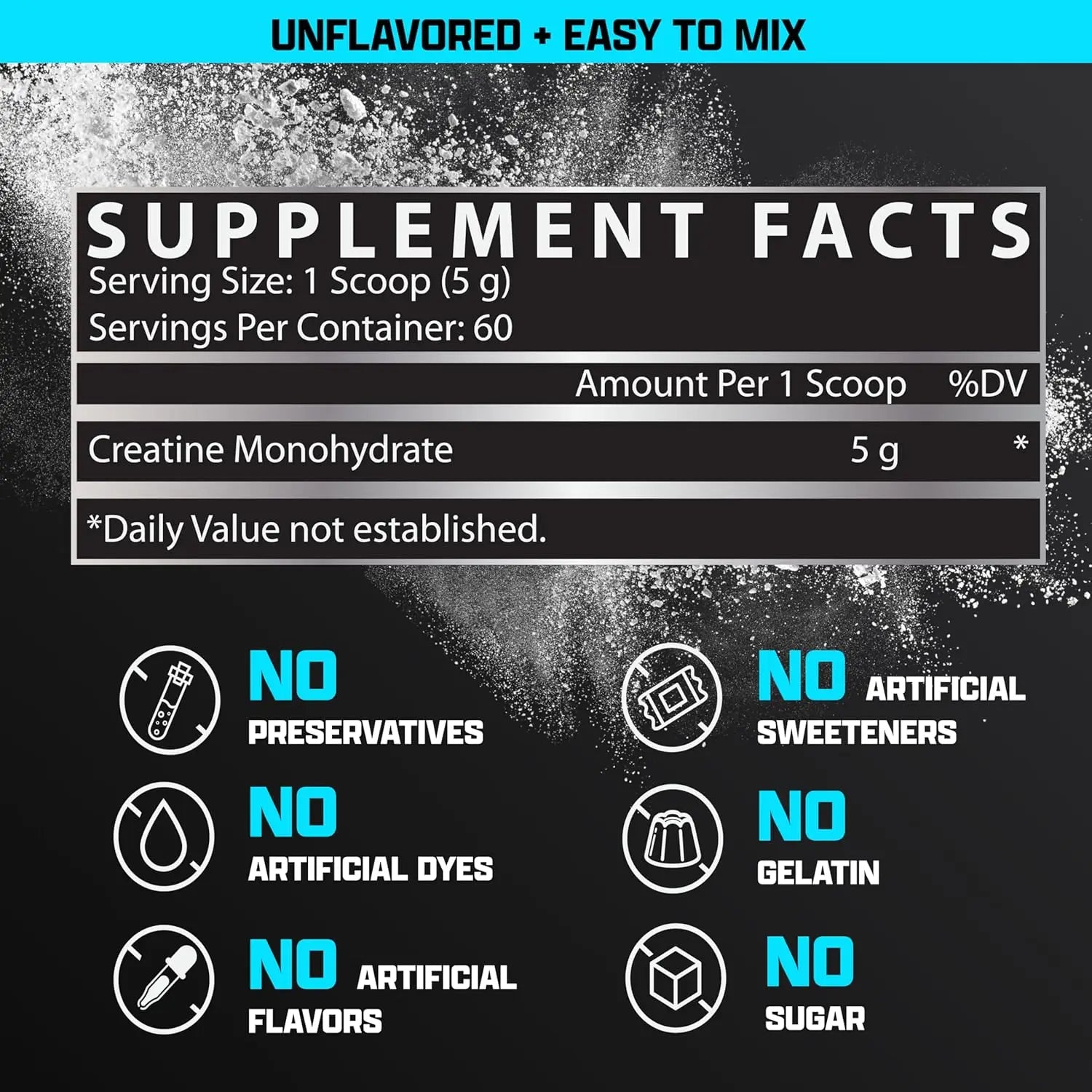 Creatine Monohydrate Powder 60 Servings Unflavored 5g Micronized Creatine Powder Gluten Free