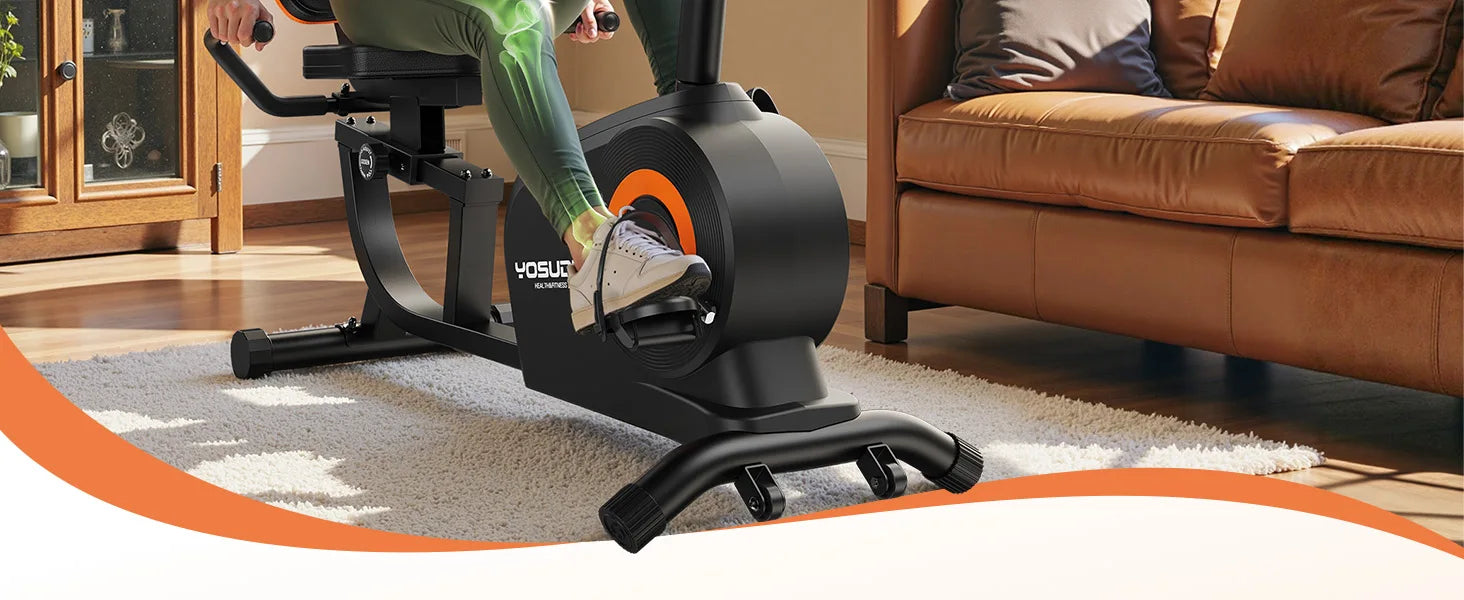YOSUDA Recumbent Exercise Bike for Home,Magnetic Staionary Bike with Adjustable Seat,350LB Capacity,LCD Monitor