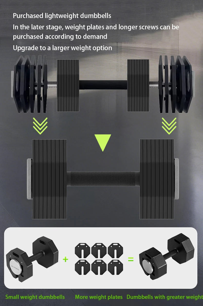 New hot selling plug-in adjustable dumbbell, detachable multifunctional octagonal dumbbell, 2kg incremental dumbbells