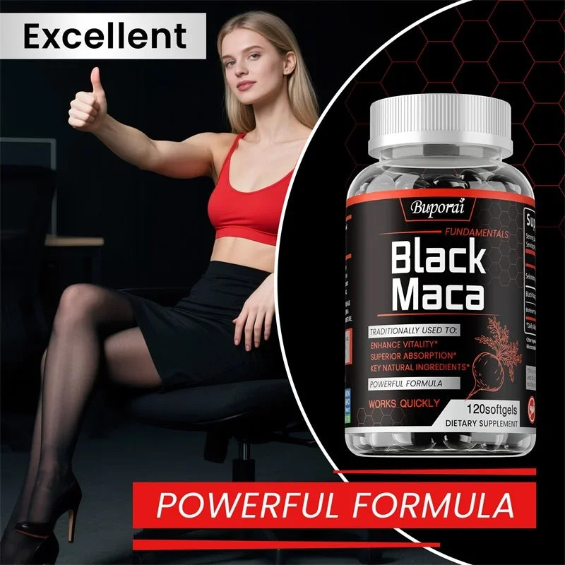 Black Maca Supplement - Increase Muscle Mass, Hormone Balance, Improve Energy and Endurance, Super Absorption, Relieve Fatigue