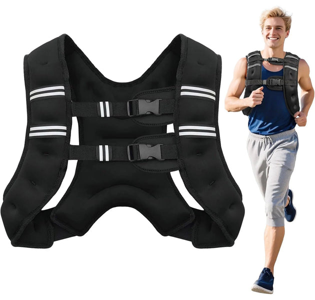 Weighted Vest with Reflective Stripes for Workout Strength Training Running Fitness ,Muscle Building Weight Loss Weightlifting