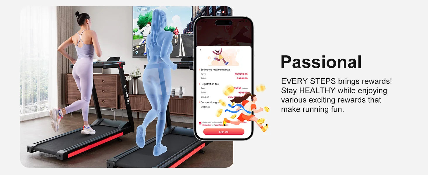 3.5HP Foldable Treadmill 350lbs Adjustable 6% Incline Walkingpad for Home/Office LCD APP Data Treadmills 10MPH Exercise Machine