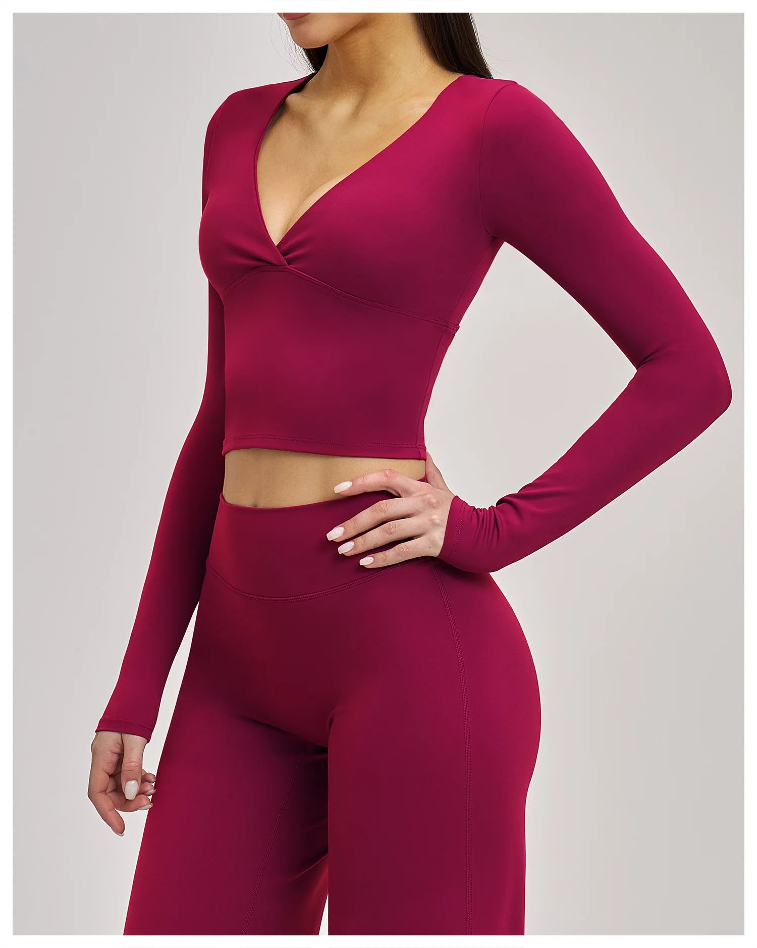 JUREN Yoga Long Sleeve Workout Top Gym Pilates Clothes Women Active Wear Sports Shirt Elastic Fitness Yoga Casual Running Shirts