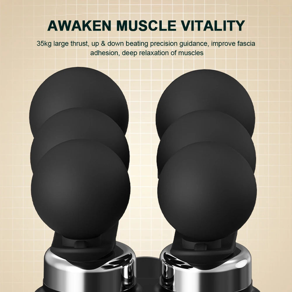 6-Heads Handhel Fascia Gun High Frequency Vibration Body Massage Gun Neck Shoulder Waist Back Handle Massager Fascia masajeador