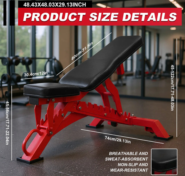 Weight Bench Press Adjustable Workout Benches for Home Gym Dumbbell Exercise 1300 LB Stable Incline Decline Bench for Full Body
