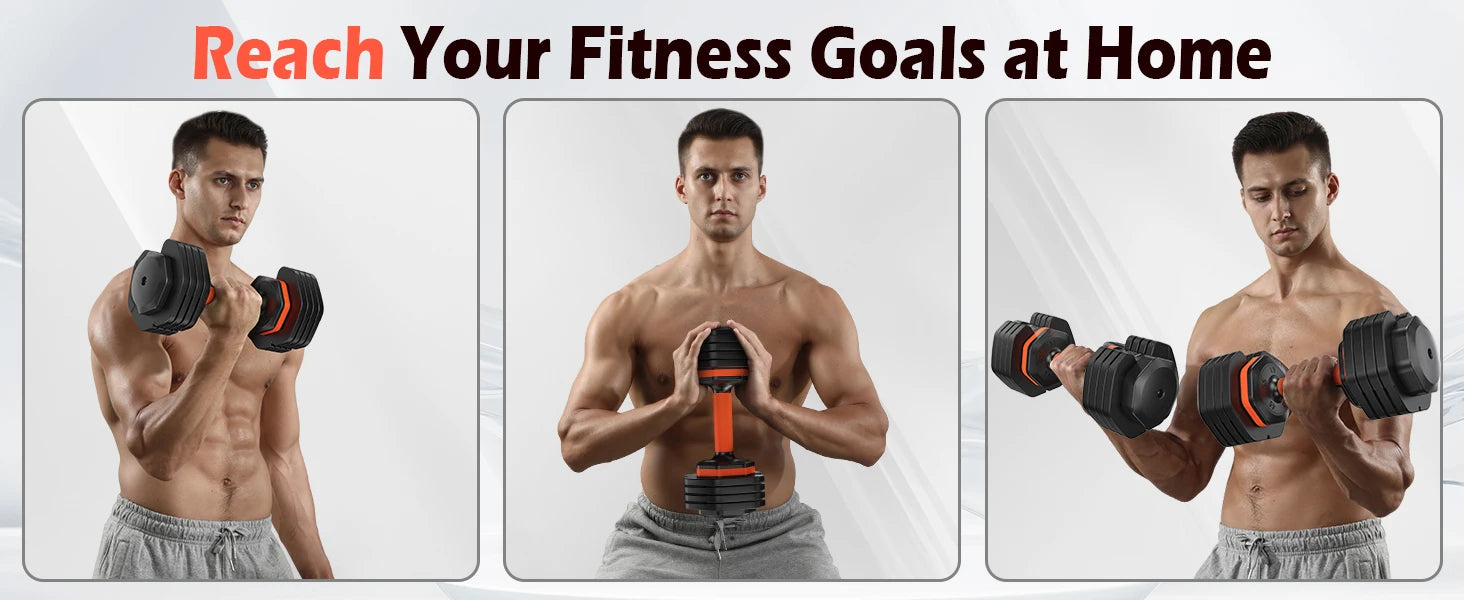 FEIERDUN Adjustable Dumbbells Set, 5LB to 25LB Dumbbell Pair,Home Gym 50lbs, Anti-Slip Handle for Exercise Equipment