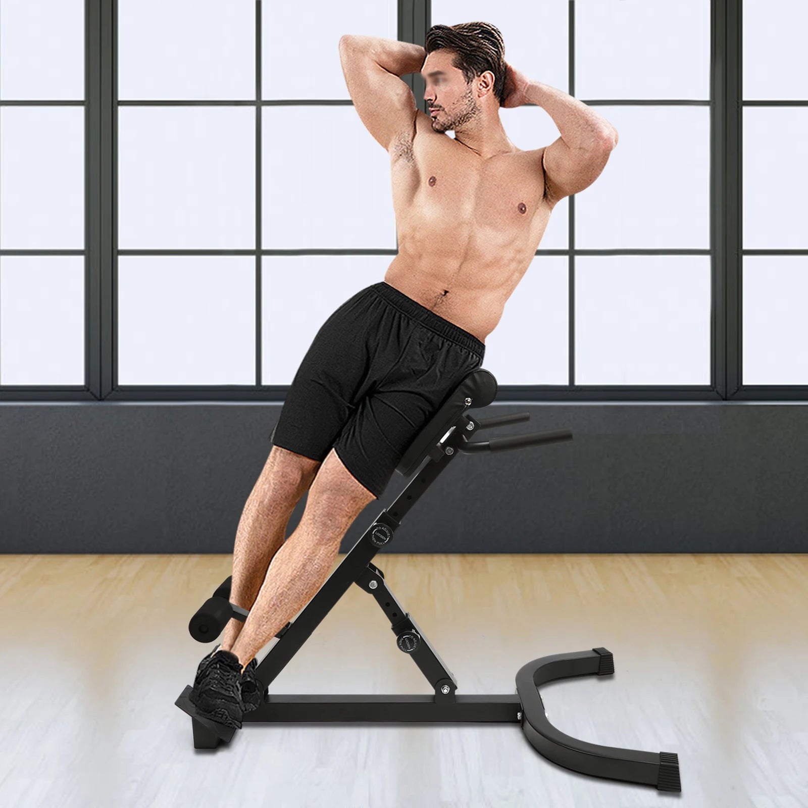 103*70*113 cm/ 40.55*27.55*44.48 in Black Home Fitness Workout Roman Chair Hyperextension Back Extension Bench Adjustable