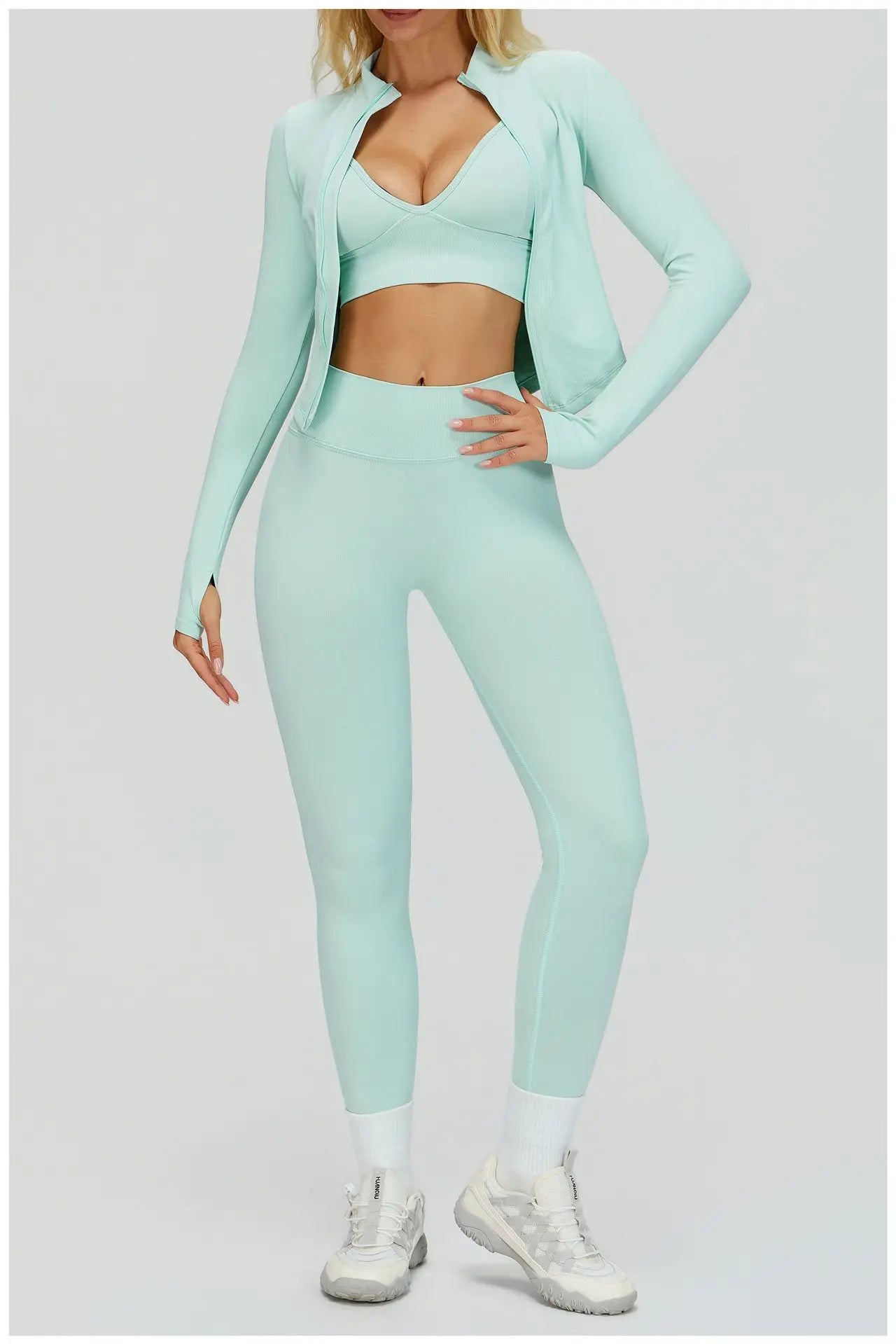 2/3PCS Seamless Yoga Set Gym Workout Suits Athletic Wear Women Legging Fitness Bra Crop Top Long Sleeve Sports Suits Sportswear