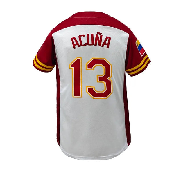 Men's #13 Venezuela Color Block Baseball Jersey Classic Retro Letter Embroidery Breathable Sportswear Short Sleeve T-Shirt