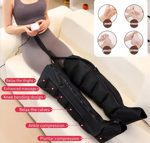 Air Compression Leg Massage 6 Airbag Pneumatic Boots Used for Circulation and Leg Muscle Relaxation to Relieve Varicos Veins NEW