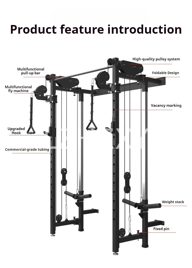 Foldable squat rack wall bird comprehensive trainer free bench press high pull-down Large Fitness Equipment Integrated