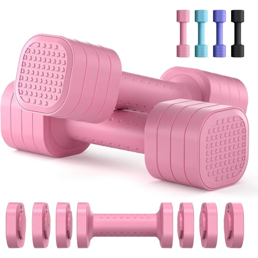Adjustable Dumbbell Set of 2, 4 in 1 Free Weights Dumbbells Set for Women, Hand Weights for Women at Home, Each 2lb 3lb 4lb 5lb