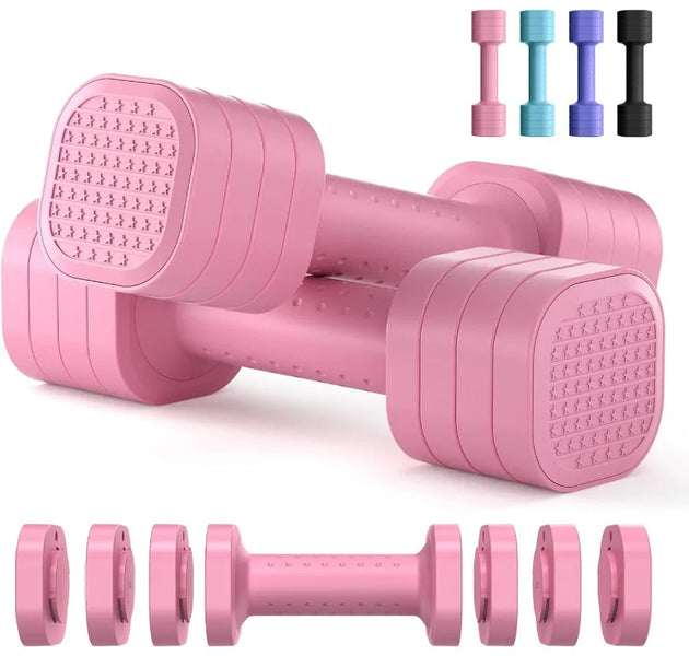 Adjustable Dumbbell Set of 2, 4 in 1 Free Weights Dumbbells Set for Women, Hand Weights for Women at Home, Each 2lb 3lb 4lb 5lb